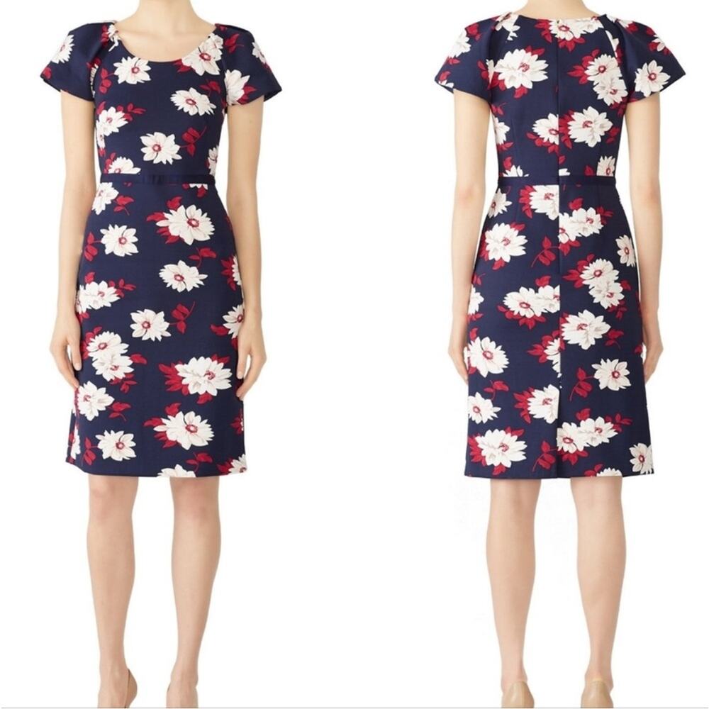 Draper James Navy floral puff sleeve dress. Size 4